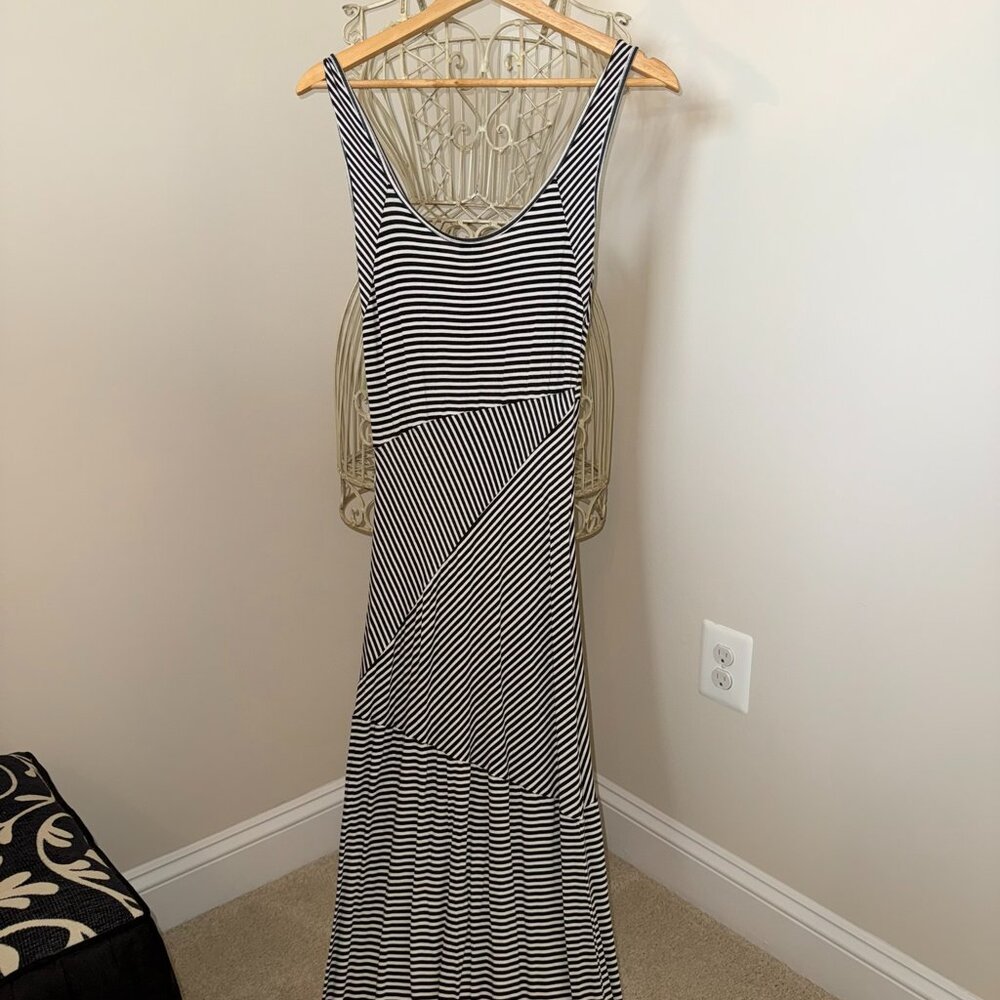 Campaigne Black and White Striped Maxi Dress XS